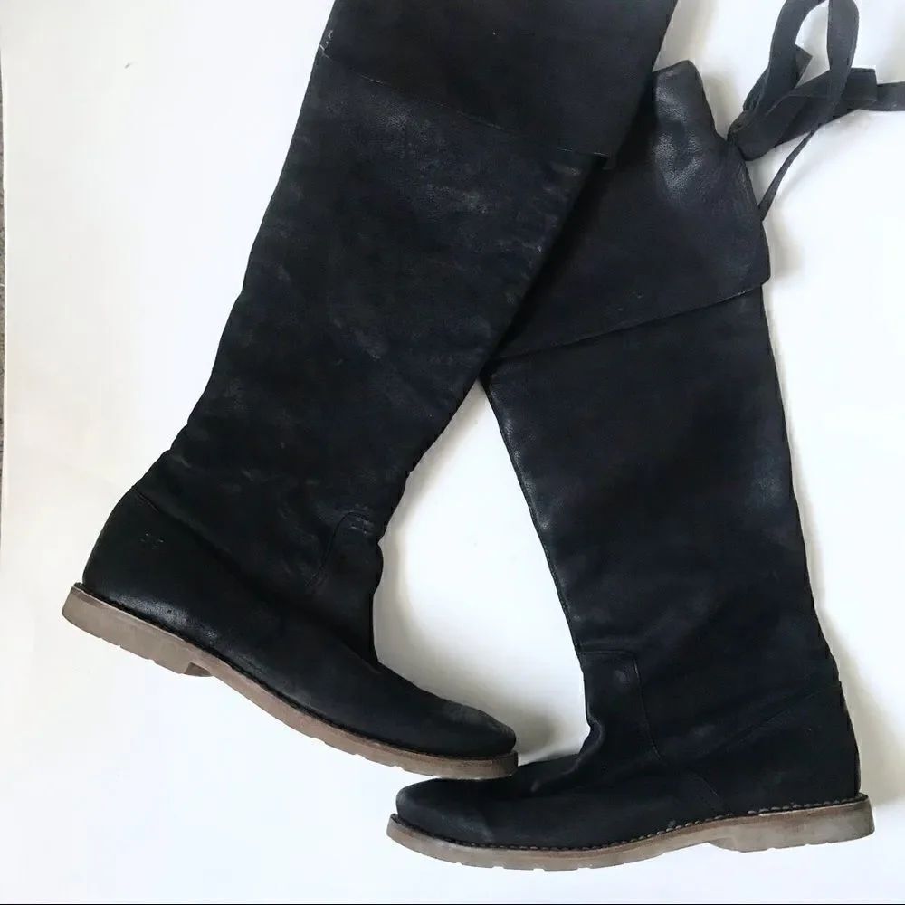 Frye Celia over the knee black leather boots NWOT